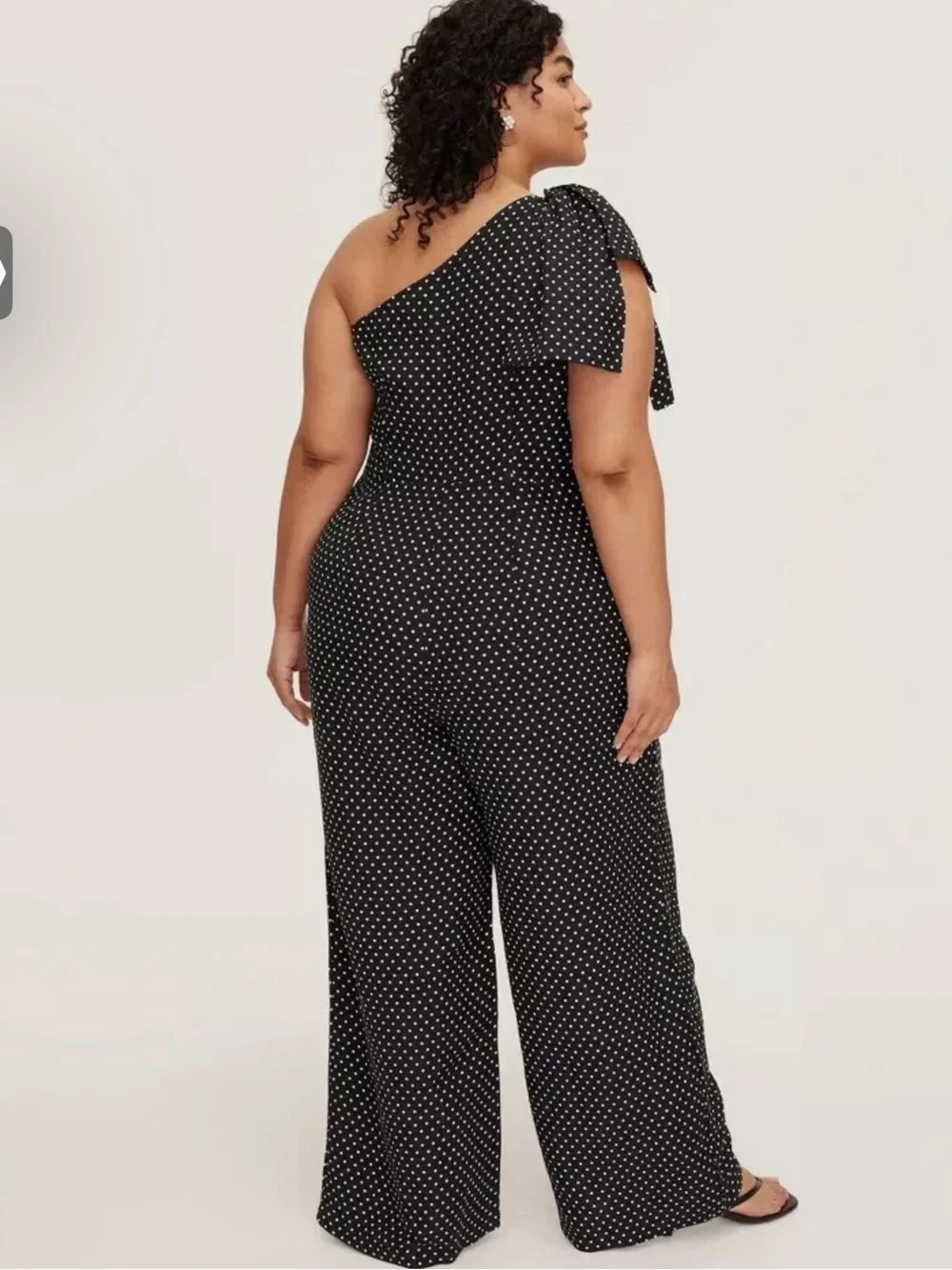 kate spade Black and White One-Shoulder Polka Dot Jumpsuit